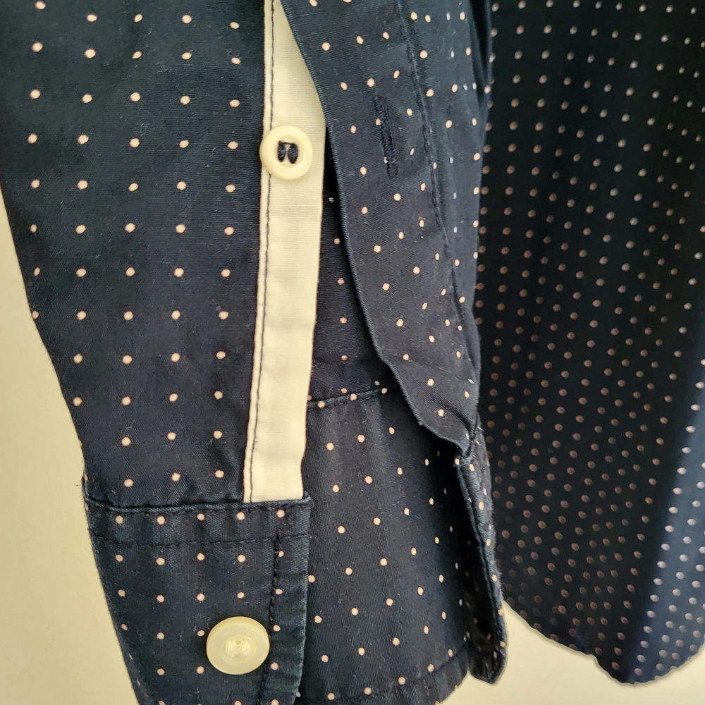 Old Navy Classic Navy Blue Polka Dot Men's Shirt - Picture 3 of 8